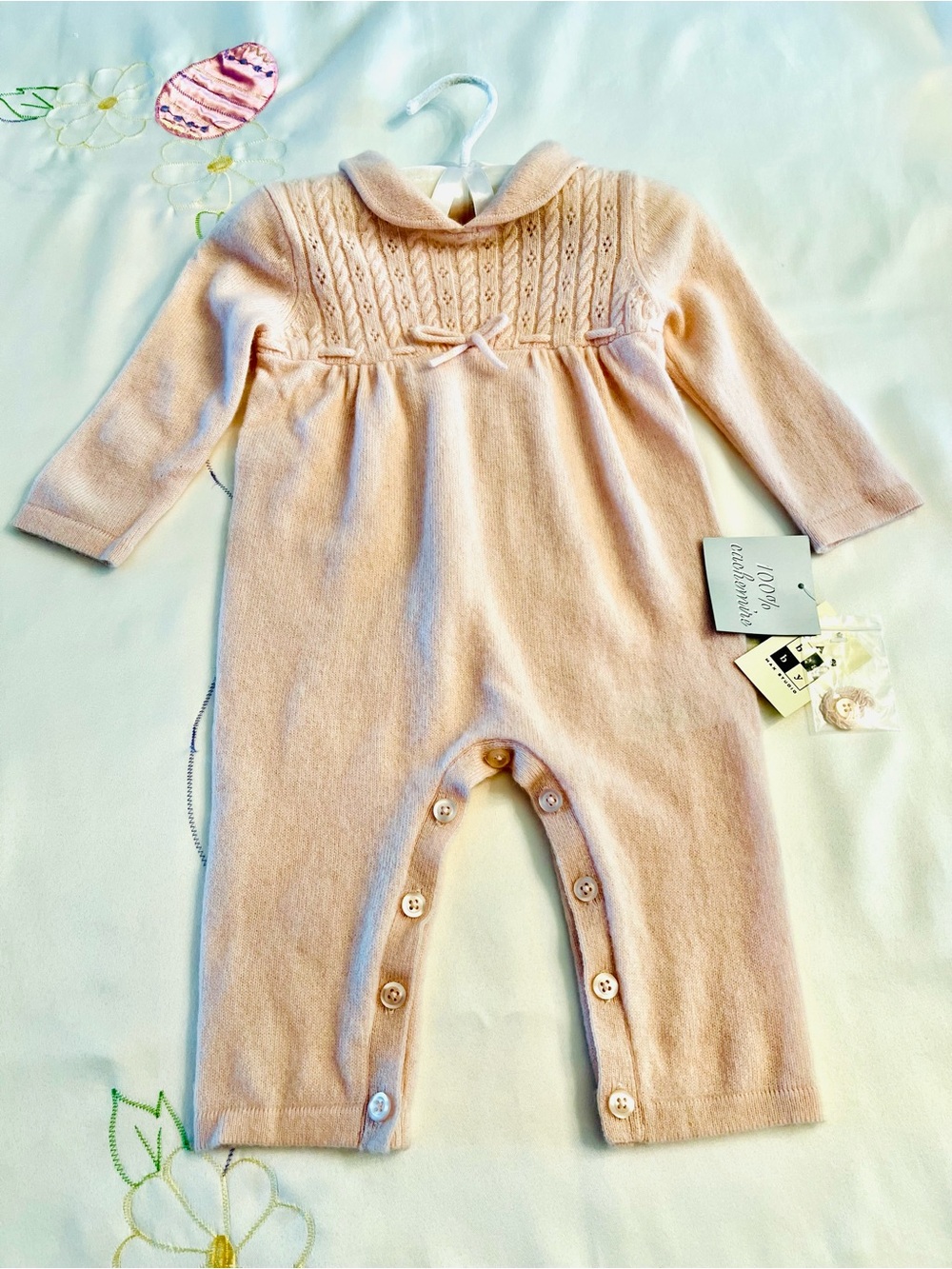 Soft Knit Cashmere Pink Baby One-Piece Romper